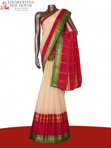 Pure Multi Contrast Mysore Crepe Silk Saree